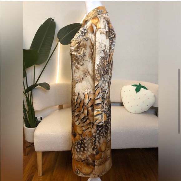 Roberto Cavalli S/S 2004 Feather Print Silk Shirt Dress - Picture 3 of 11